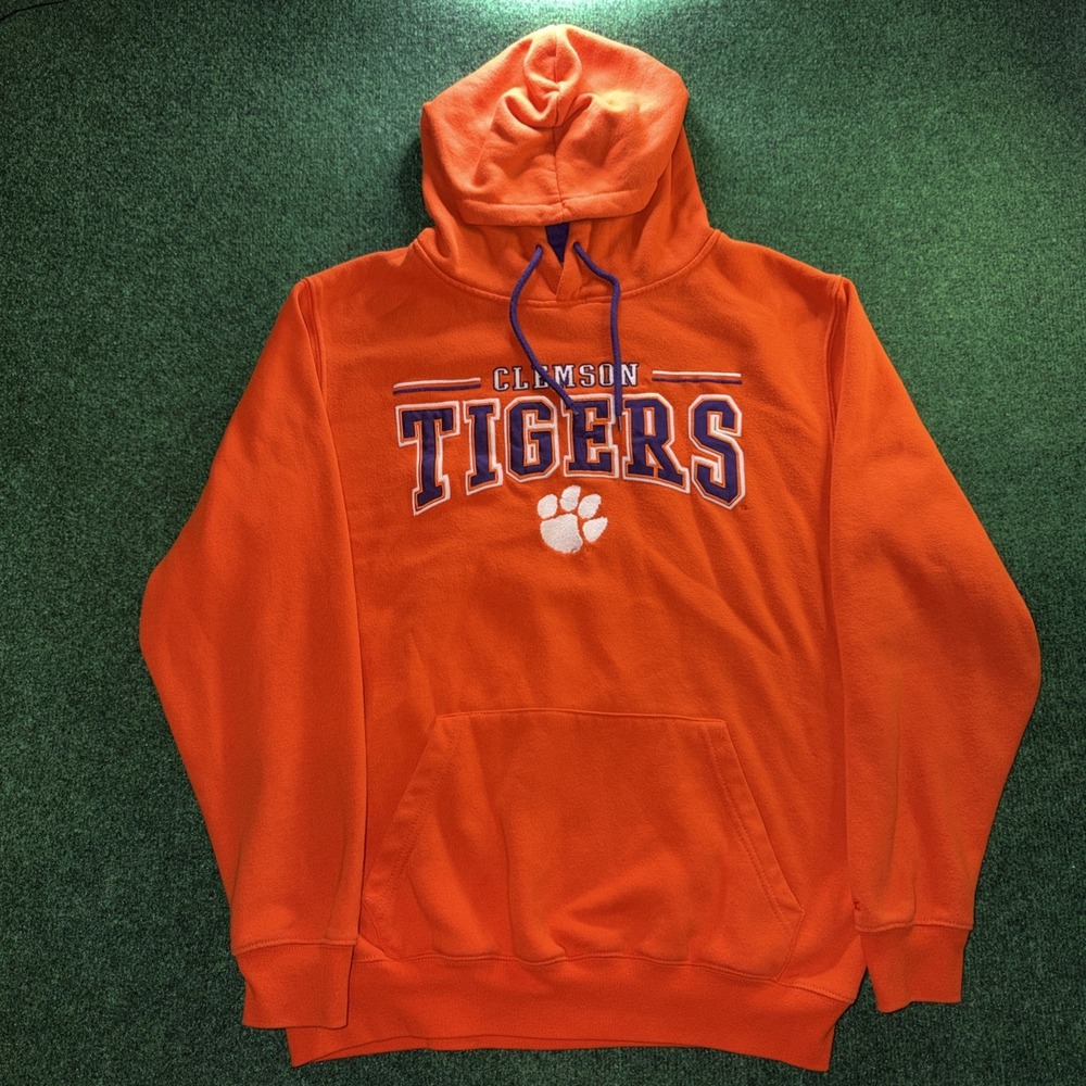 Clemson Tigers Hoodie Men's Large Orange Embroidered Pullover Colosseum
